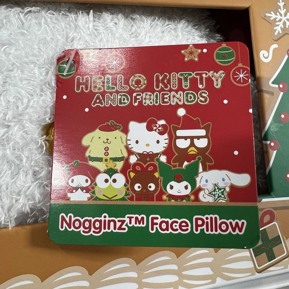 Sanrio Hello Kitty Christmas Gingerbread House‎ Nogginz Face Pillow Plush, NWT